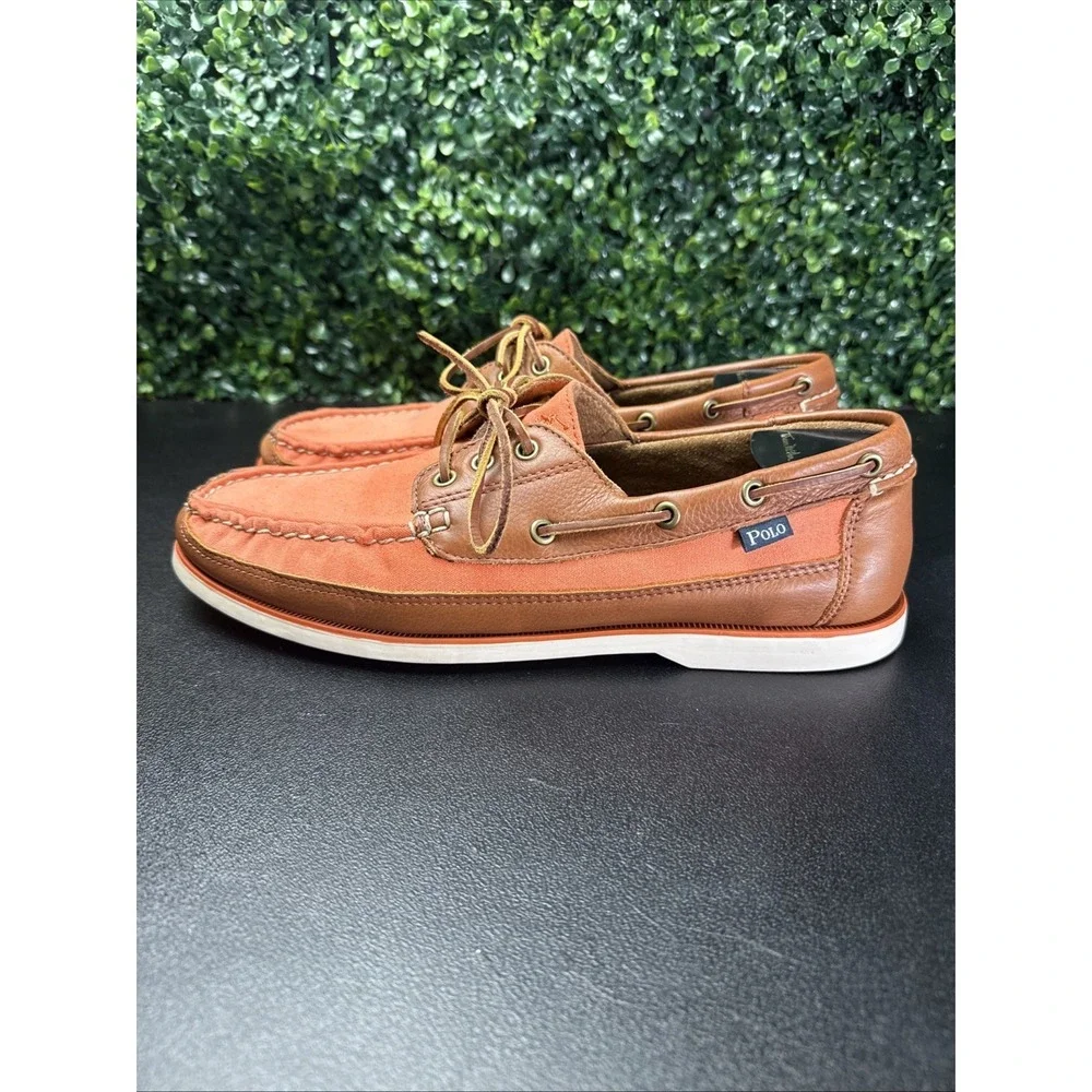 Polo Ralph Lauren Bienne boat shoes Men's Size 11.5 D Orange Brown